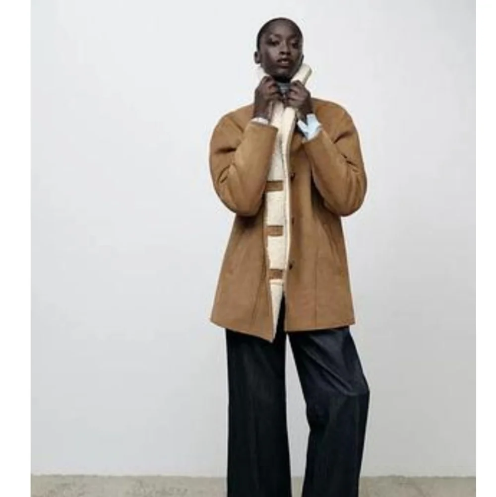 New Zara Double-Faced Semi-Long Front Button Lapel Collar Camel Coat/Jacket XS